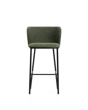 Load image into Gallery viewer, Ciselia dark green thick chenille stool with black finish steel legs FSC Mix Credit 75cm - image 4