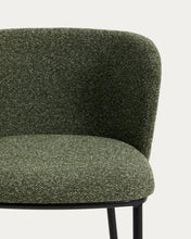 Load image into Gallery viewer, Ciselia dark green thick chenille stool with black finish steel legs FSC Mix Credit 75cm - image 7