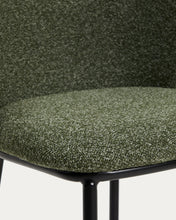 Load image into Gallery viewer, Ciselia dark green thick chenille stool with black finish steel legs FSC Mix Credit 75cm - image 8