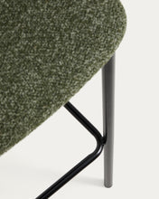 Load image into Gallery viewer, Ciselia dark green thick chenille stool with black finish steel legs FSC Mix Credit 75cm - image 10