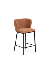 Load image into Gallery viewer, Ciselia terracotta thick chenille stool with black finish steel legs FSC Mix Credit 65cm