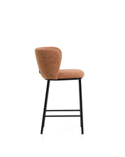 Load image into Gallery viewer, Ciselia terracotta thick chenille stool with black finish steel legs FSC Mix Credit 65cm - image 2