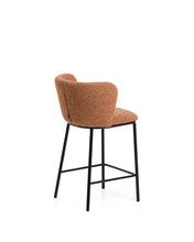 Load image into Gallery viewer, Ciselia terracotta thick chenille stool with black finish steel legs FSC Mix Credit 65cm - image 3