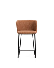 Load image into Gallery viewer, Ciselia terracotta thick chenille stool with black finish steel legs FSC Mix Credit 65cm - image 4
