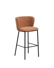 Load image into Gallery viewer, Ciselia terracotta thick chenille stool with black finish steel legs FSC Mix Credit 75cm