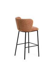 Load image into Gallery viewer, Ciselia terracotta thick chenille stool with black finish steel legs FSC Mix Credit 75cm - image 3