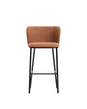 Load image into Gallery viewer, Ciselia terracotta thick chenille stool with black finish steel legs FSC Mix Credit 75cm - image 4
