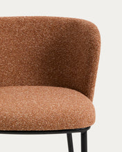 Load image into Gallery viewer, Ciselia terracotta thick chenille stool with black finish steel legs FSC Mix Credit 75cm - image 7