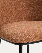 Load image into Gallery viewer, Ciselia terracotta thick chenille stool with black finish steel legs FSC Mix Credit 75cm - image 8