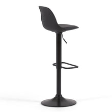 Load image into Gallery viewer, Orlando-T barstool - black synthetic leather and matt black steel 60-82 cm - image 3