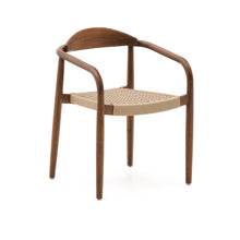 Load image into Gallery viewer, Nina stackable chair in FSC 100% solid acacia wood with walnut finish and beige rope seat