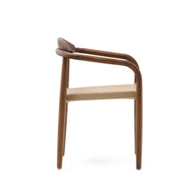 Load image into Gallery viewer, Nina stackable chair in FSC 100% solid acacia wood with walnut finish and beige rope seat - image 3