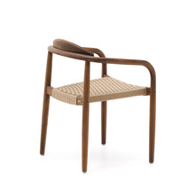 Load image into Gallery viewer, Nina stackable chair in FSC 100% solid acacia wood with walnut finish and beige rope seat - image 5