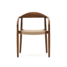 Load image into Gallery viewer, Nina stackable chair in FSC 100% solid acacia wood with walnut finish and beige rope seat - image 7