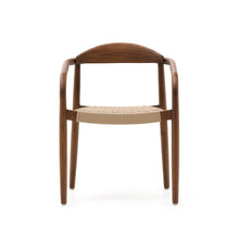 Load image into Gallery viewer, Nina stackable chair in FSC 100% solid acacia wood with walnut finish and beige rope seat - image 8