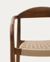 Load image into Gallery viewer, Nina stackable chair in FSC 100% solid acacia wood with walnut finish and beige rope seat - image 14