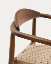 Load image into Gallery viewer, Nina stackable chair in FSC 100% solid acacia wood with walnut finish and beige rope seat - image 15