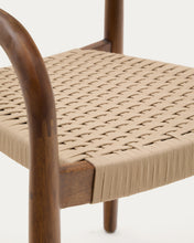 Load image into Gallery viewer, Nina stackable chair in FSC 100% solid acacia wood with walnut finish and beige rope seat - image 16