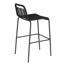 Load image into Gallery viewer, Lambton stackable stool in black rope and black finish steel, 74 cm - image 3