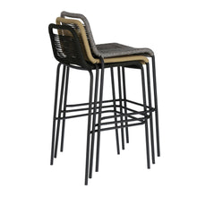 Load image into Gallery viewer, Lambton stackable stool in black rope and black finish steel, 74 cm - image 4