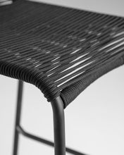 Load image into Gallery viewer, Lambton stackable stool in black rope and black finish steel, 74 cm - image 8