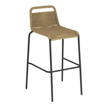 Load image into Gallery viewer, Lambton stackable stool in brown rope and black finish steel 74 cm