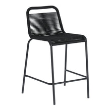 Load image into Gallery viewer, Lambton stackable stool in black rope and black finish steel, 62 cm