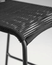 Load image into Gallery viewer, Lambton stackable stool in black rope and black finish steel, 62 cm - image 7