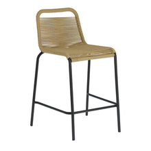 Load image into Gallery viewer, Lambton stackable stool in brown rope and black finish steel, 62 cm
