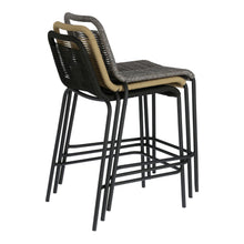 Load image into Gallery viewer, Lambton stackable stool in brown rope and black finish steel, 62 cm - image 4