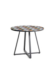Load image into Gallery viewer, Tella round table in graphite galvanised steel with multicoloured tiles Ø90 cm - image 2