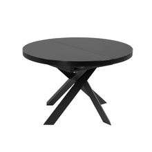 Load image into Gallery viewer, Vashti extendable round glass table with steel legs with black finish Ø 120 (160) cm