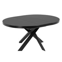 Load image into Gallery viewer, Vashti extendable round glass table with steel legs with black finish Ø 120 (160) cm - image 2