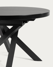 Load image into Gallery viewer, Vashti extendable round glass table with steel legs with black finish Ø 120 (160) cm - image 3