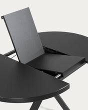 Load image into Gallery viewer, Vashti extendable round glass table with steel legs with black finish Ø 120 (160) cm - image 4