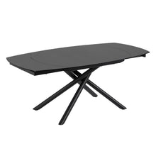 Load image into Gallery viewer, Yodalia extendable table in tempered glass with steel legs in a black finish 130(190)x100 cm - image 2