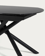 Load image into Gallery viewer, Yodalia extendable table in tempered glass with steel legs in a black finish 130(190)x100 cm - image 5