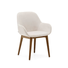 Load image into Gallery viewer, Konna chair in beige with solid ash wood legs in a dark finish