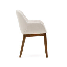 Load image into Gallery viewer, Konna chair in beige with solid ash wood legs in a dark finish - image 3