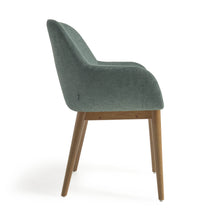 Load image into Gallery viewer, Konna chair in green with solid ash wood legs in a dark finish FR - image 2