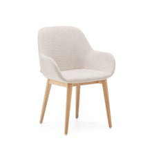 Load image into Gallery viewer, Konna chair in beige with solid ash wood legs in a natural finish - image 2