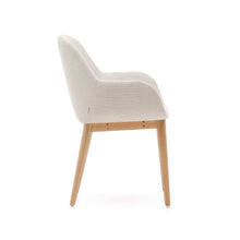 Load image into Gallery viewer, Konna chair in beige with solid ash wood legs in a natural finish - image 4