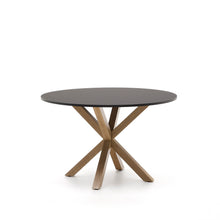 Load image into Gallery viewer, Argo black lacquered MDF round table wood effect steel legs Ø 120 cm - image 2