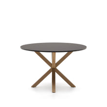 Load image into Gallery viewer, Argo black lacquered MDF round table wood effect steel legs Ø 120 cm - image 4