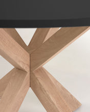 Load image into Gallery viewer, Argo black lacquered MDF round table wood effect steel legs Ø 120 cm - image 8