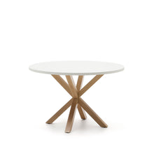 Load image into Gallery viewer, Argo round table in melamine with white finish and wood effect steel legs Ø 120 cm - image 2