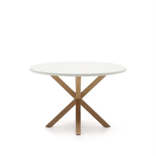 Load image into Gallery viewer, Argo round table in melamine with white finish and wood effect steel legs Ø 120 cm - image 3