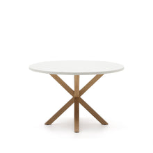 Load image into Gallery viewer, Argo round table in melamine with white finish and wood effect steel legs Ø 120 cm - image 4