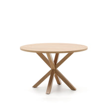 Load image into Gallery viewer, Argo round table in melamine with natural finish and wood-effect steel legs Ø 120 cm - image 2