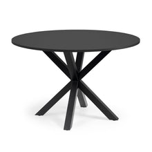 Load image into Gallery viewer, Argo round table in black lacquered MDF with steel legs with black finish Ø 120 cm